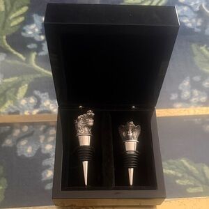 Silver Dragon and Cobra Wine Stoppers Set